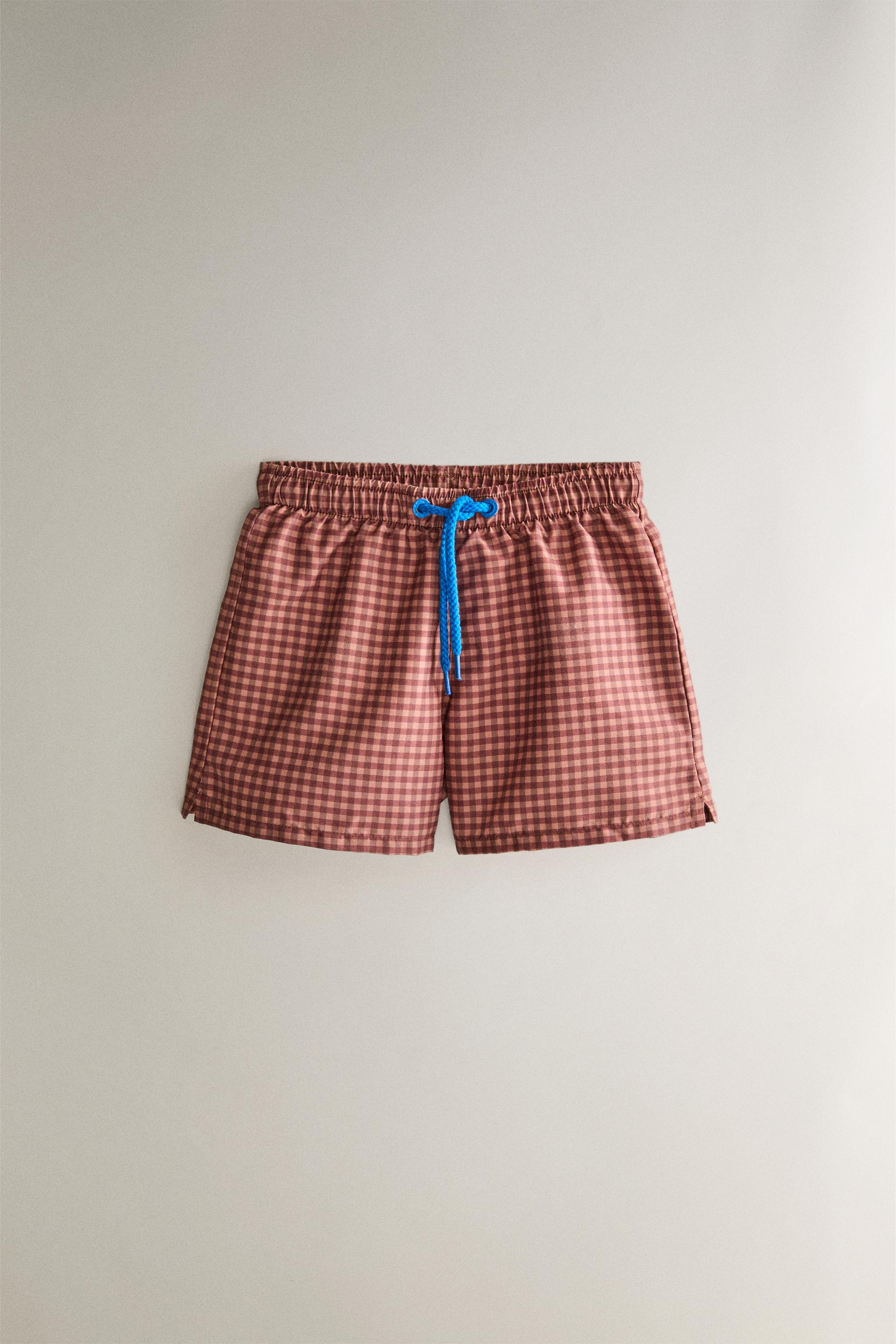KIDS' PLAID BEACH SWIMSUIT